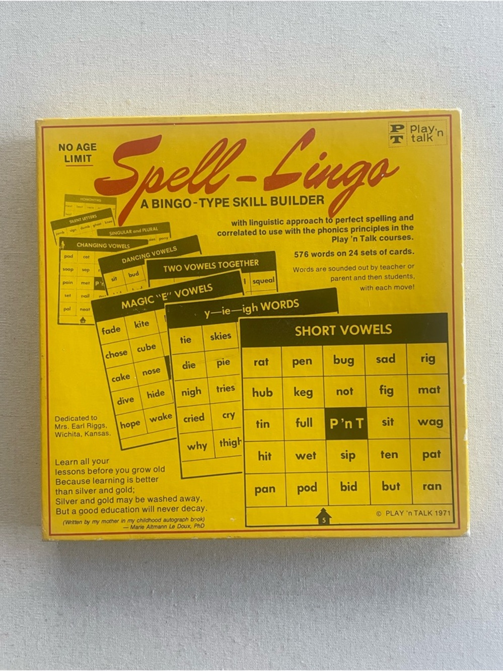 Vintage Play 'n Talk Spell-Lingo Skill Builder Educational Game 1971